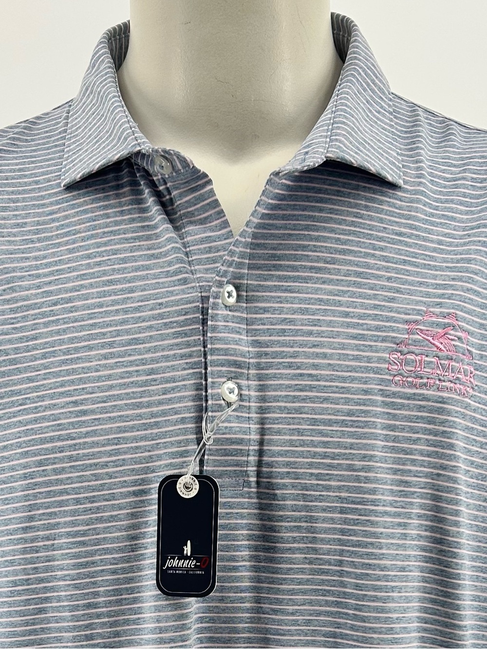 Men’s NWT Johnnie-O striped golf polo blue pink size XXL SOLMAR